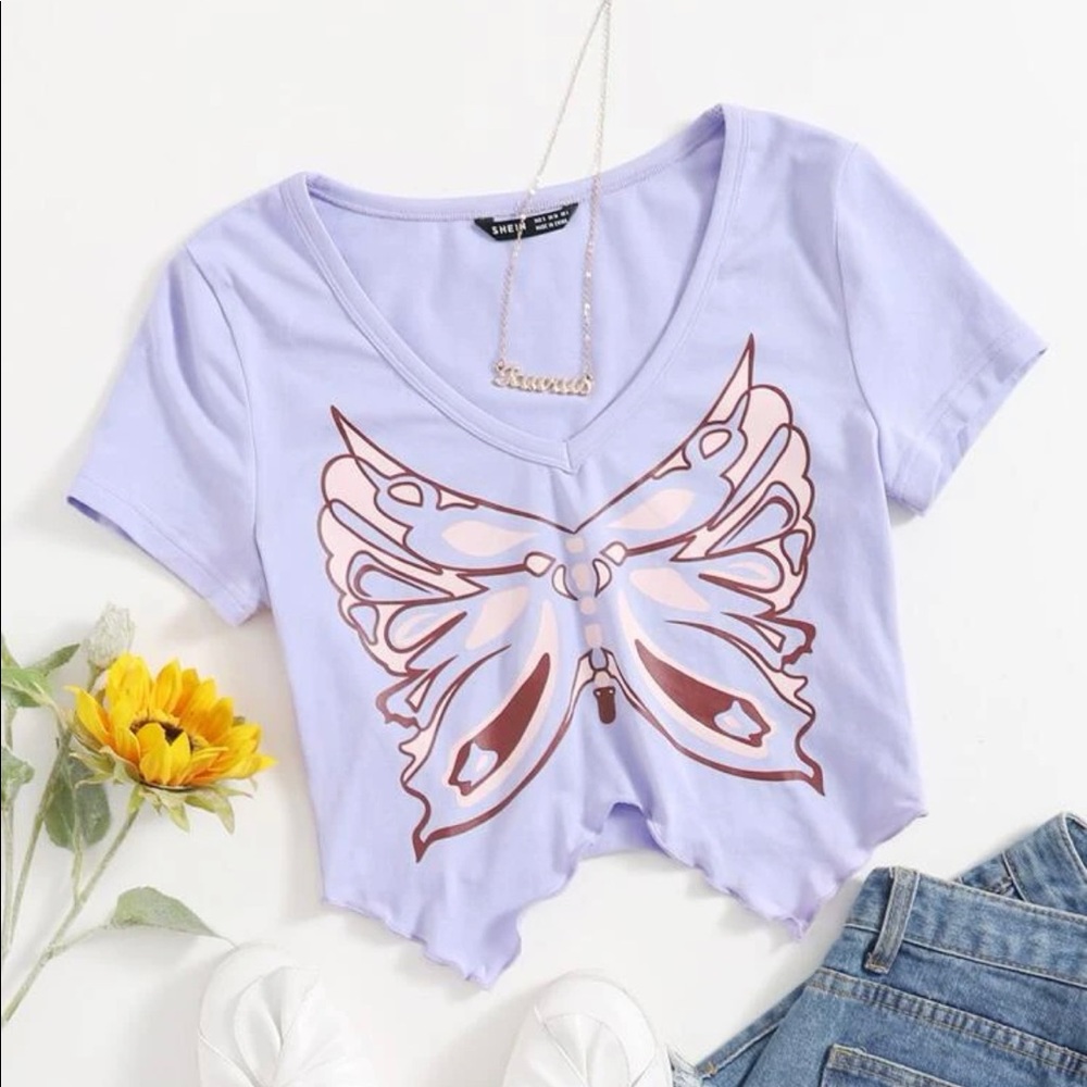 Shein Butterfly Crop Top